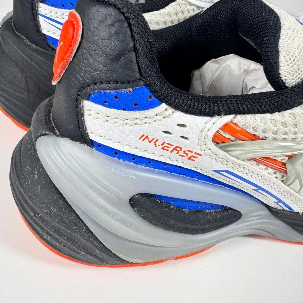 Puma Inverse Sneakers Kids Size 1C White Blue Orange 404254-01 Chunky Mesh Shoes
